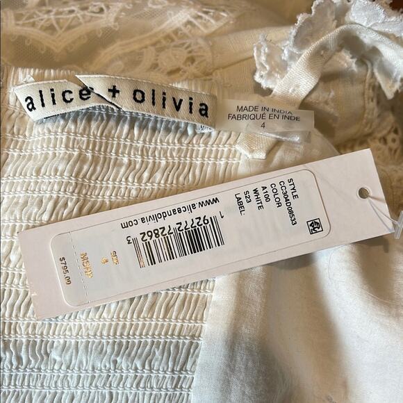 Alice + Olivia Alora Embroidered Crochet Lace Eyelet Floral Maxi Dress Size 4 - Picture 10 of 11